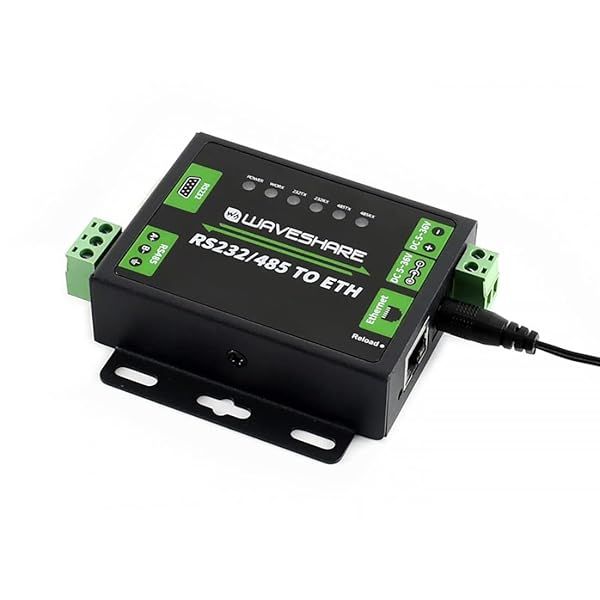 Coolwell Waveshare RS485 to Ethernet Converter: Dual Serial Ports for RS232/RS485 with Bi-Directional Data Transmission