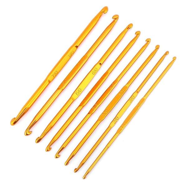 8-Piece Golden Aluminum Crochet Hooks Set with Handles - Perfect for Weaving & Crafting