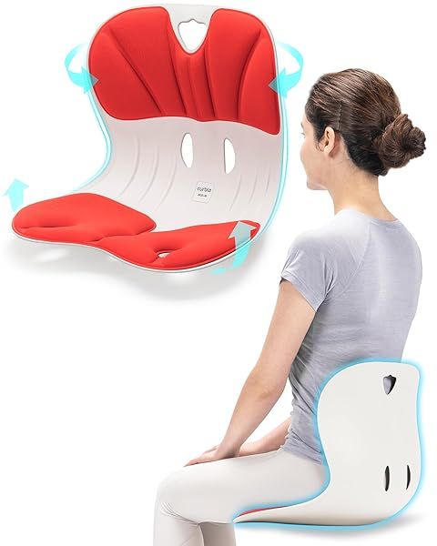 Curble Wider Ergonomic Lumbar Support: Back Posture Corrector for Pain Relief at Home & Office