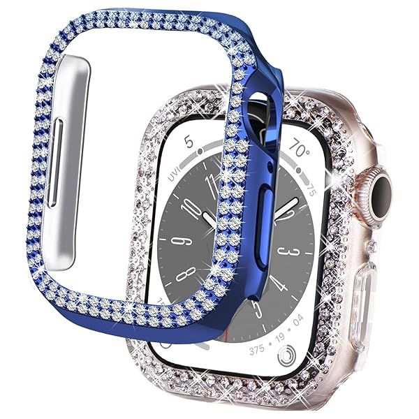 DEALELE [2-Pack] Case Compatible with Apple Watch Series Ultra 3 Ultra 2 Ultra (49mm), Bling Double-Rows Rhinestone Diamond Protective Case Cover