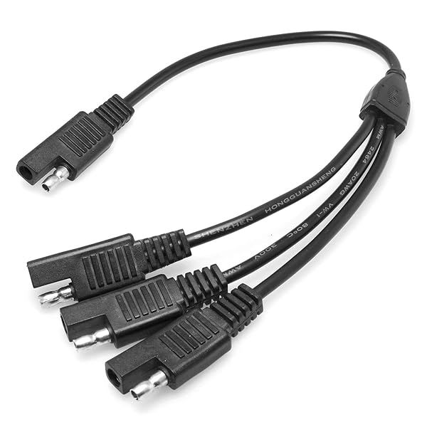 DGZZI SAE Power Extension Cable 35cm 18AWG Y Splitter 1 to 3 Connector for Solar Panel Charging Adapters