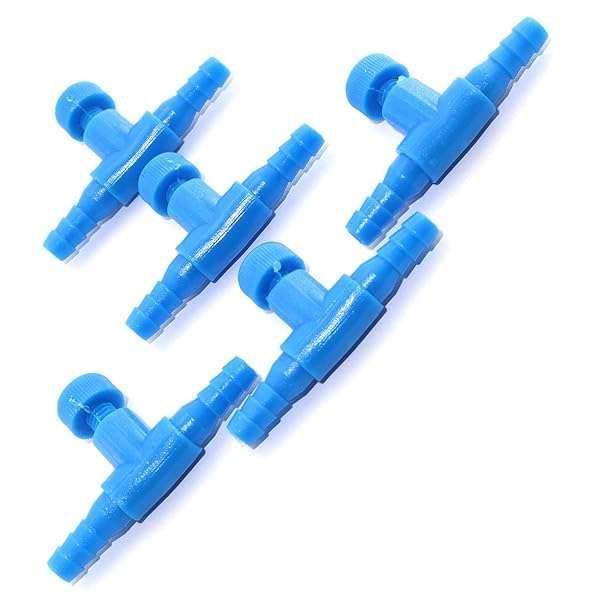 DGZZI T-Shaped Control Valve 5PCS - 2 Way Air Line Regulator for 4mm Aquarium Fish Tank Pump