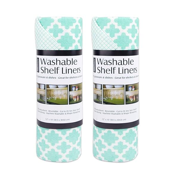 Shop DII Non-Adhesive Fridge & Shelf Liners - Aqua Lattice, 12x20, Machine Washable, Cut to Fit - 2 Piece Collection