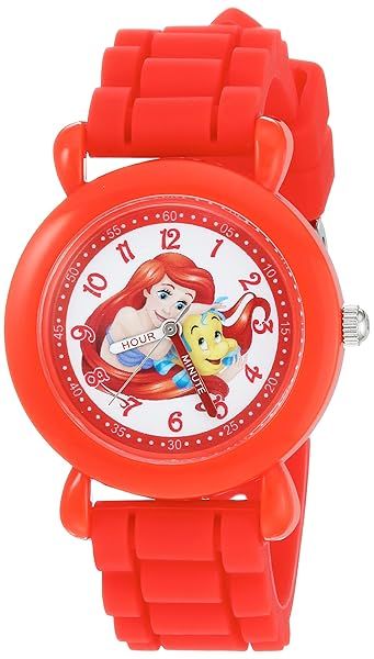 Disney Girls Ariel Quartz Plastic Silicone Casual Watch Red WDS000145