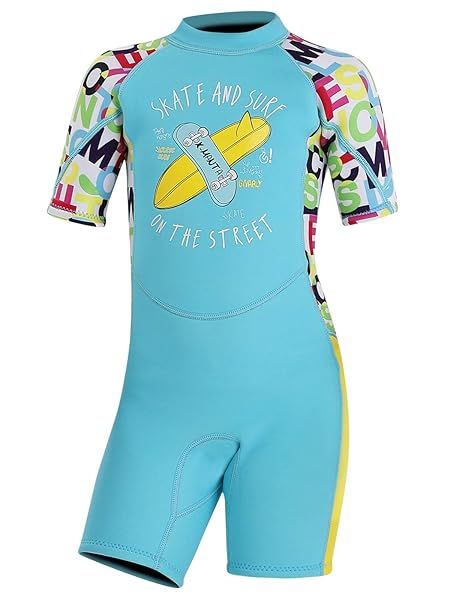 Shop DIVE & SAIL Girls 2.5mm UV Protective Shorty Wetsuit - Stretchy One Piece Swimwear in Blue