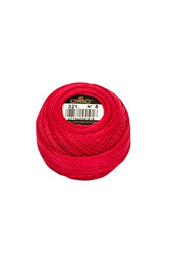 Buy DMC 116 8-321 Red Pearl Cotton Thread Balls, Size 8 - Perfect for Crafting & Embroidery