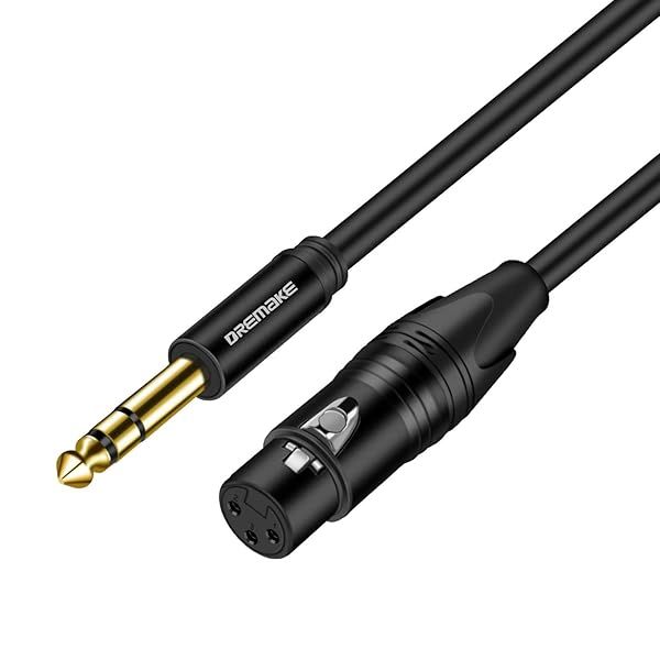 DREMAKE 20FT TRS 1/4 Inch to XLR Female Balanced Audio Cable for Microphone Mixer Guitar AMP Speakers Black