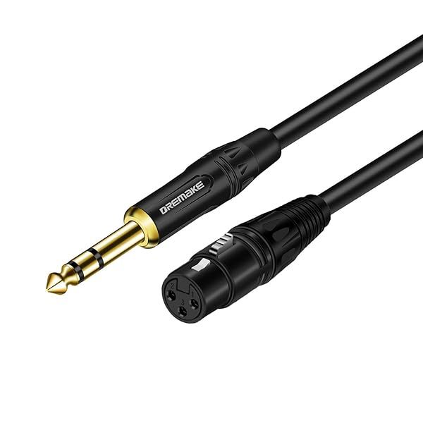 Balanced 10 Foot TRS 6.35mm Male to XLR Female Mic Cable for Amplifier and Speakers Black