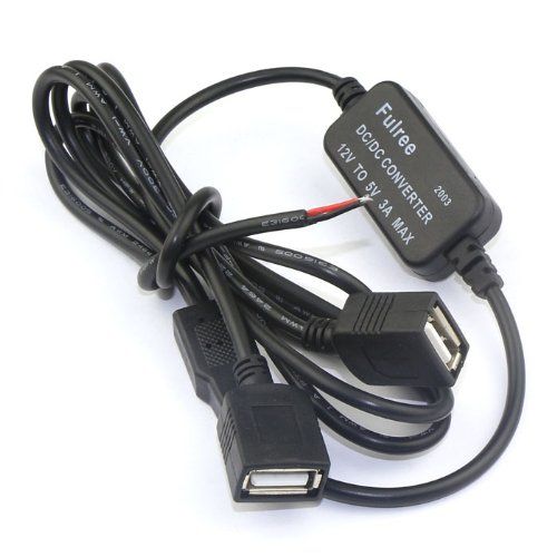 DROK 8-22V DC to 5V 3A Power Transformer Buck Voltage Converter with Dual USB Cable Connector Adapter