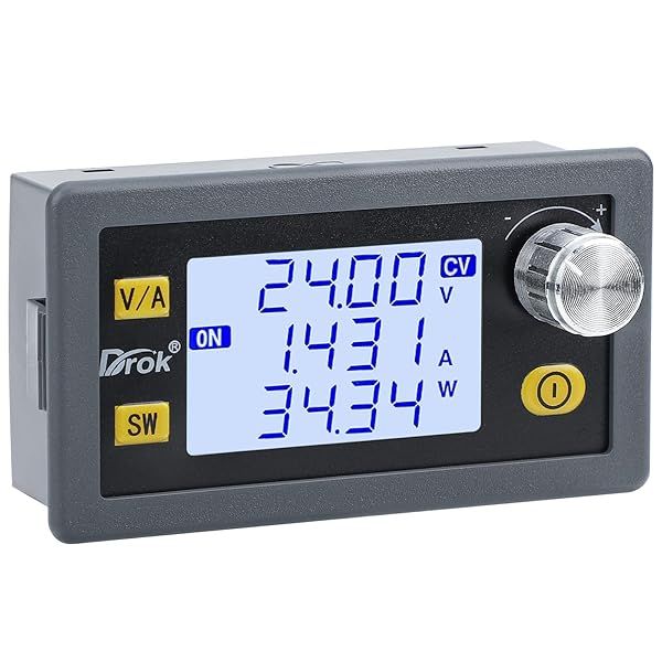 DROK Buck Boost Converter, DC 5.0-30V to 0.6-30V 4A 35W Adjustable Voltage Regulator LCD Display 6V 9V 12V 24V Power Supply Module, CC CV Step Up