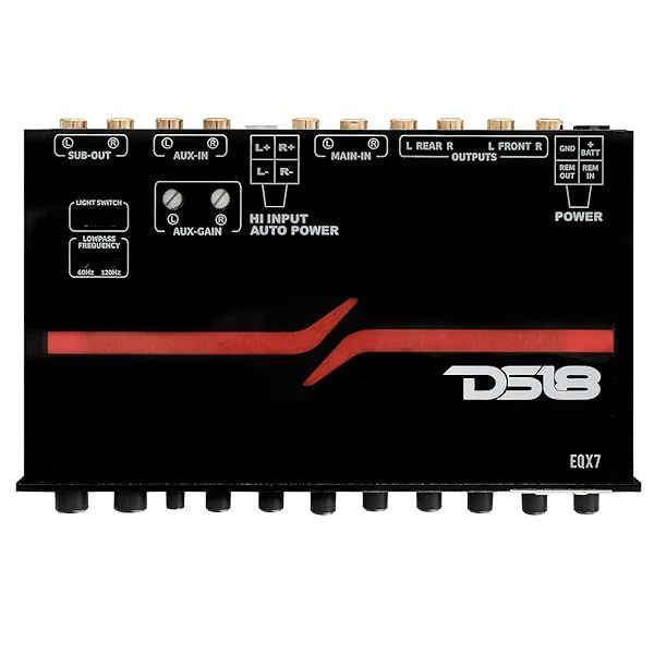 DS18 EQX7 1/2 DIN 7-Band Graphic Equalizer: High Volt, Auto Turn On & 8V Output