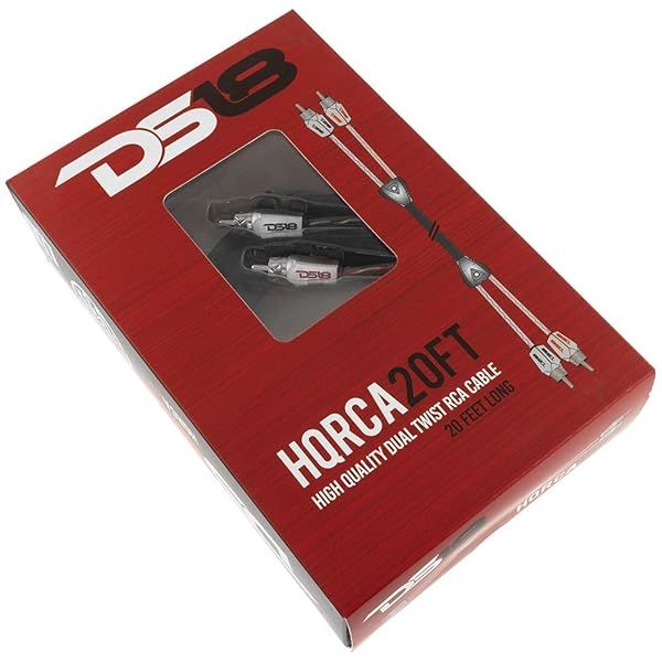 DS18 HQRCA-20FT RCA Stereo Audio Cable - 20ft Dual Twist Wire for Amplifiers & AV Receivers | 100% OFC Noise Rejection