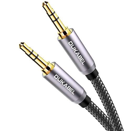 DUKABEL 3.5mm AUX Cable - Gold-Plated Lossless Audio, Nylon Braided, 4ft Male to Male for Car, Headphones & Speakers