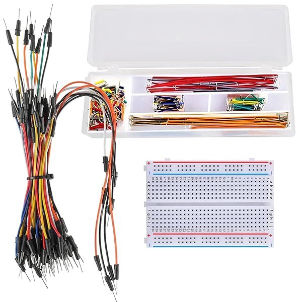 DaFuRui Breadboard Jumper Wire Kit 400 Point with 65pcs M M Jumper Wires and 140 Pieces U Shape Preformed Jumper Wires
