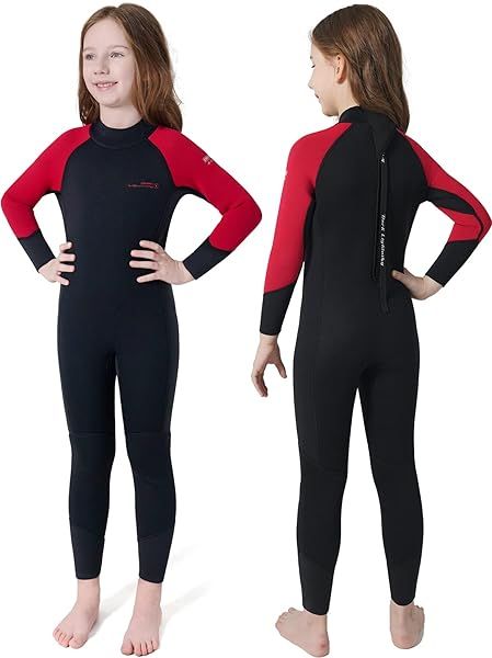 Dark Lightning 3/2mm Kids Wetsuit - Neoprene Thermal Swimsuit for Boys & Girls, Size 6, Perfect for Scuba Diving