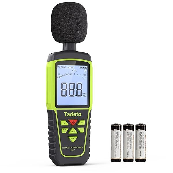 Decibel Meter, Tadeto Digital Sound Level Meter Portable SPL Meter 30dB to 130dB(5 Measurement Range) Backlight LCD Display, MAX MIN Noise