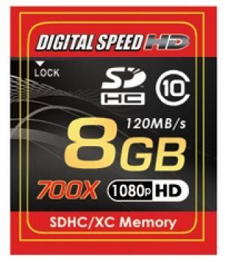 Digital Speed 8GB 700X SD Memory Card - High Speed 120MB/s Class 10, Error Free Performance