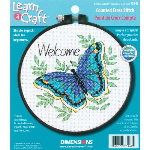 Dimensions 73147 Counted Cross Stitch Kit: Welcome Butterfly Design for Craft Lovers