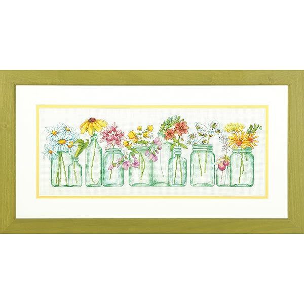 Dimensions Mason Jar Counted Cross Stitch Kit - 14 Count White Aida, 18'' x 7'' | Perfect Craft Project!