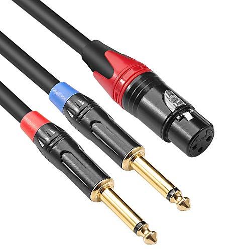 Disino XLR Female to Dual 1/4 inch Y Splitter Cable 10 feet Mic Audio Converter Adapter Cord