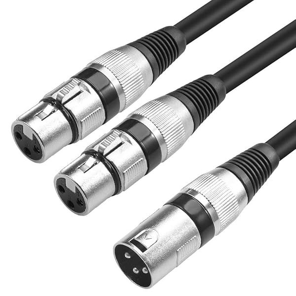 Disino XLR Splitter Cable 3 Pin Dual XLR Female to Male Patch Y Cable 5 Feet Balanced Microphone Cord Audio Adaptor