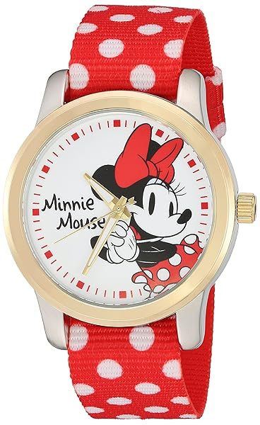 Disney Women's Minnie Mouse Quartz Metal and Nylon Automatic Watch Red Model W002882