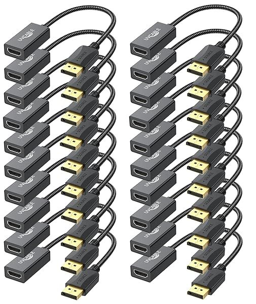 20-Pack DisplayPort to HDMI Adapter 4K - Male to Female Cable for Computer, Monitor, TV & Projector