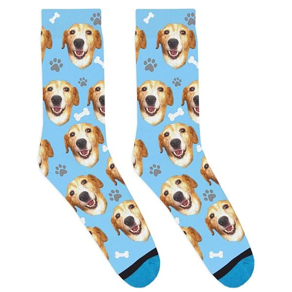 Custom Dog Socks DivvyUp Socks Featuring Your Dog in Blue Small Size