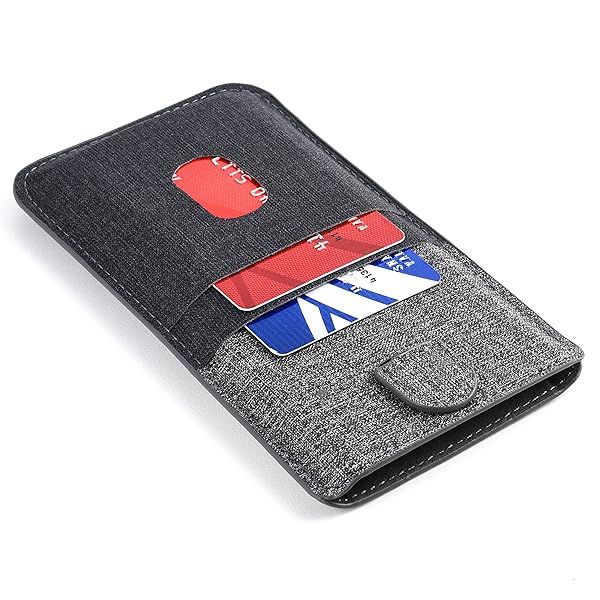 Dockem Luxe Wallet Sleeve 2.0 for iPhone 11 Pro Max XS Max 8 Plus 7 Plus Ultra Slim Pouch Cover with Card Holder Slots Black Grey