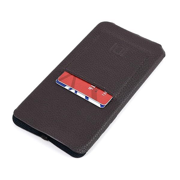 Dockem Minima Wallet Sleeve for iPhone 11 and XR Ultra Slim Vegan Leather Wallet with Card Slot Dark Brown