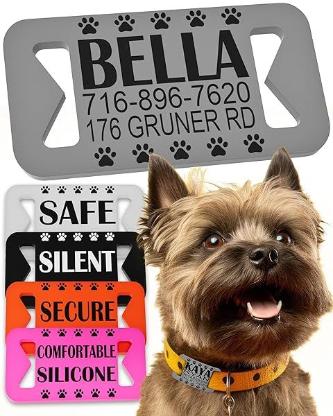 Personalized Silicone Dog ID Tags Custom Pet Name Tags for Dogs