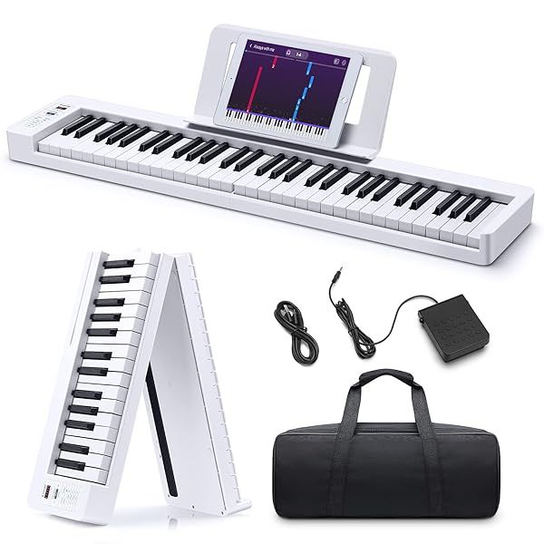 Donner 61-Key Folding Bluetooth Keyboard Piano for Beginners - Portable, Includes Bag, Pedal & App - Perfect for Learning!
