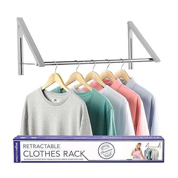 Double Foldable Clothing Rack with Extension Rod - Wall-Mounted Drying Solution for Small Spaces & Dorms