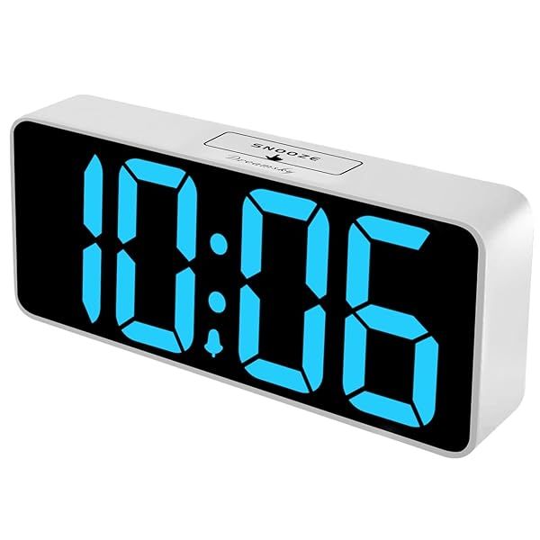 DreamSky 8.9 Inch Digital Alarm Clock with USB Charging Adjustable Dimmer Battery Backup Snooze Feature for Bedroom Desk Use