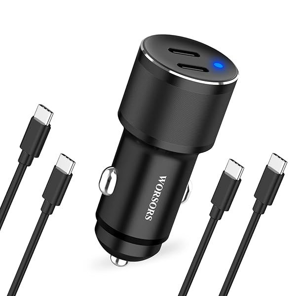 Dual 45W USB C Car Charger, 90W Max Super Fast Charging, All Metal 12V Cigarette Lighter Adapter for iPhone 17 Pro Max 16 15 iPad, Samsung Galaxy S25