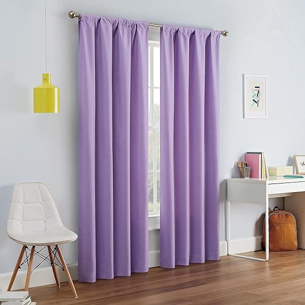 ECLIPSE Kendall Modern Blackout Thermal Rod Pocket Window Curtain Light Purple 42 X 63 for Bedroom or Living Room