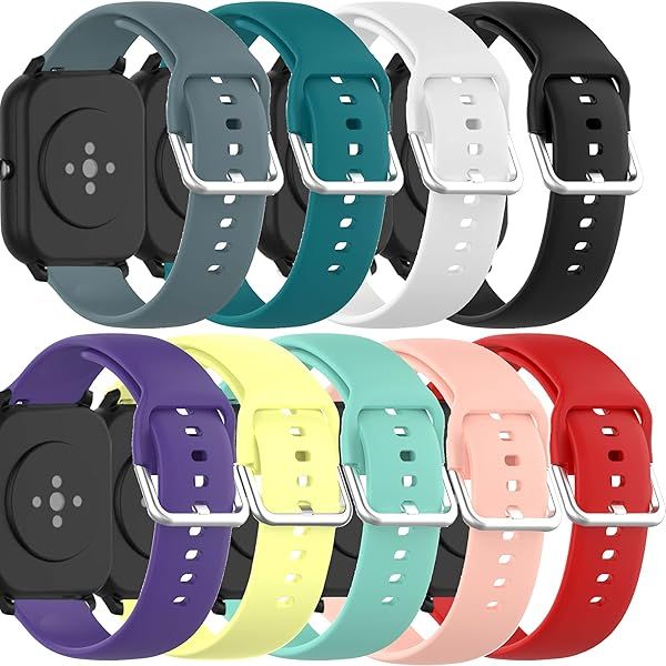 Soft Silicone Replacement Bands for Letscom ID205 Series and Umidigi Uwatch 3 Fitpolo ID205L Watch 9 Pack