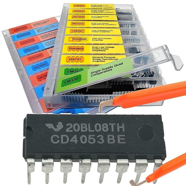 EEEEE IC Kit 161 Pcs 20 Models Chip Assortment Set for Electronics with Opamp Pack 555 Timer Components and IC Plier Included