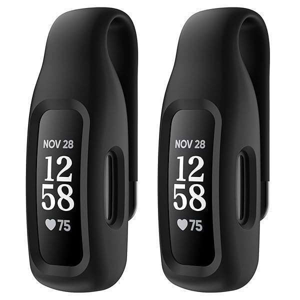 EEweca 2-Pack Clip Case for Fitbit Inspire 3 & 2 - Durable Black Accessories