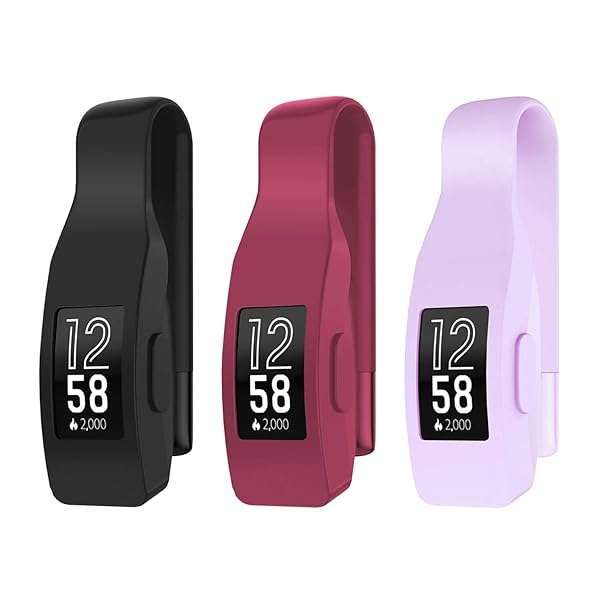 EEweca 3-Pack Clip for Fitbit Inspire & HR - Black, Sangria, Lilac Accessories (Not for Inspire 2)
