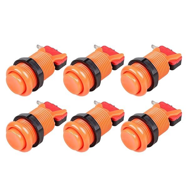 EG STARTS 6X American Style Arcade Buttons 30mm Push Button Switchable Happ Type for Jamma Mame Kit Parts Orange