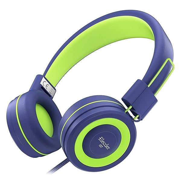 Elecder i37 Foldable Kids Headphones Adjustable On Ear Headsets for Children Teens Adults Compatible with iPad Cellphones and Tablets Navy