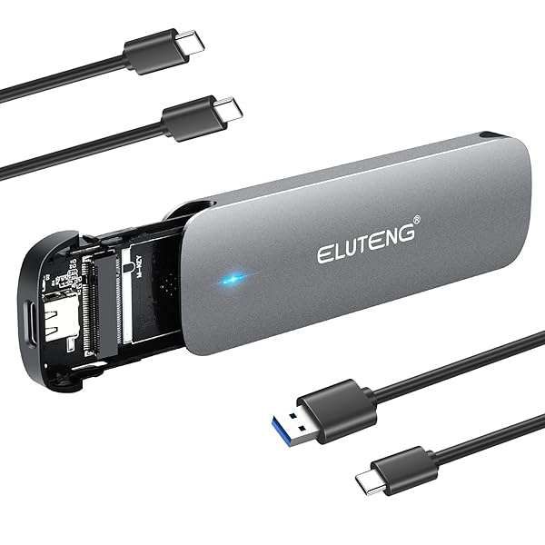 ELUTENG M.2 SSD Enclosure: Fast USB C 3.2 Adapter for NVMe & SATA SSDs Up to 4TB - Compatible with 2230/2242/2260/2280