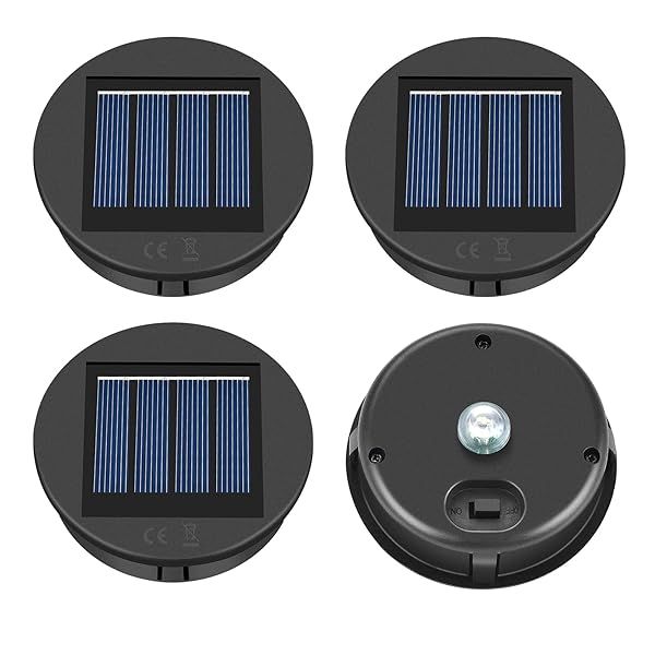 ELUTENG Solar Light Replacement Top 4 Pack (Top Size 3.15 inch, Bottom Size 2.83 inch) LED Solar Lantern Light Lids Outdoor Waterproof Replacement