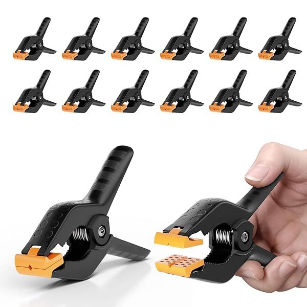 EMART 12 Pack Heavy Duty Muslin Spring Clamps 4.5 Inch Plastic Clips for Photography Studio Backdrop Paper Woodworking Crafts