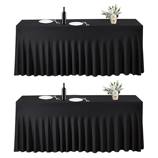 EMART Blue Spandex Tablecloth for 6ft Rectangle Tables - Perfect for Weddings & Parties