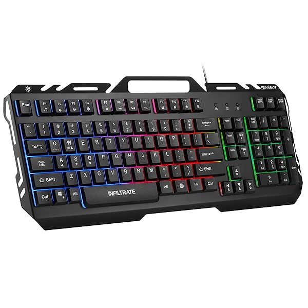 ENHANCE KL2 Gaming Keyboard: Quiet, RGB Lighting, Turbo Mode, Anti-Ghosting & Slim Metal Design