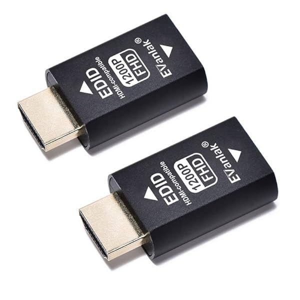 EVanlak 3rd Gen HDMI EDID Emulator Dongle - 2 Pack for Mac, Switches & Extenders - 1920x1200@59Hz