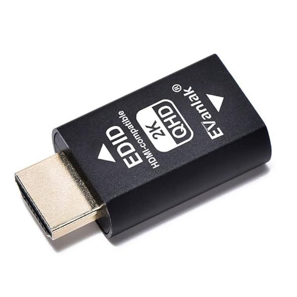 EVanlak HDMI EDID Emulator 3rd Gen - Premium Aluminum Adapter for Mac, Switches, Extenders & AV Receivers - 2K 60Hz