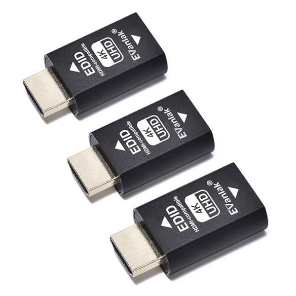 EVanlak HDMI EDID Emulator Adapter 3rd Gen - 4K 60Hz for Mac, Switches & Extenders - 3 Pack